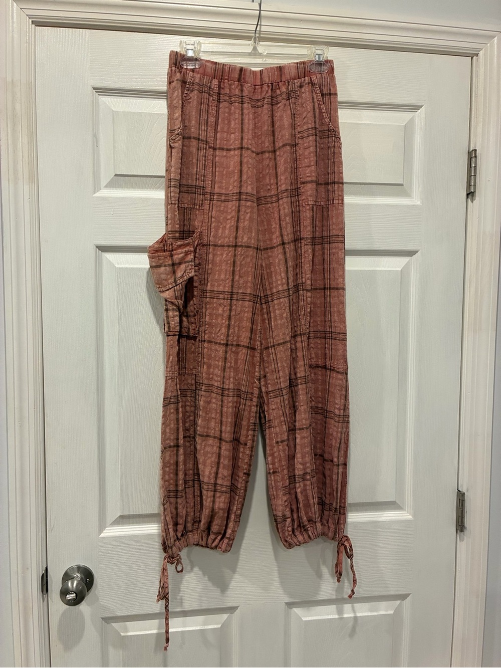 easel Rust Plaid Cargo Jogger Pants